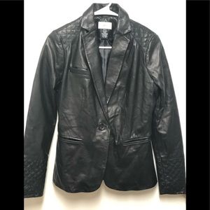 Quilted Leather Blazer-Small